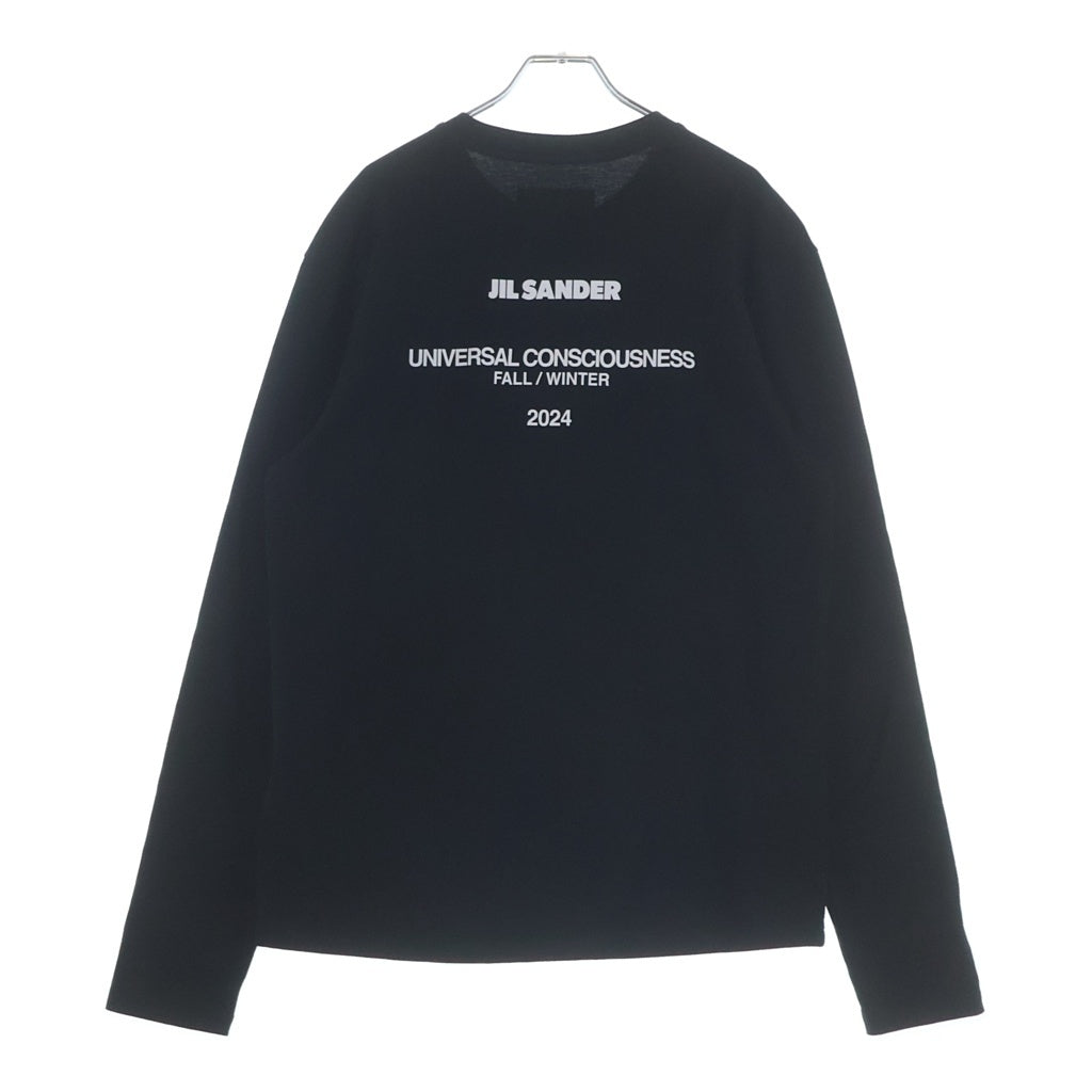 JIL SANDER(ジルサンダー) 24AW T-SHIRT LS バックロゴプリント クルーネック 長袖Tシャツ カットソー ブラック J22GC0188
