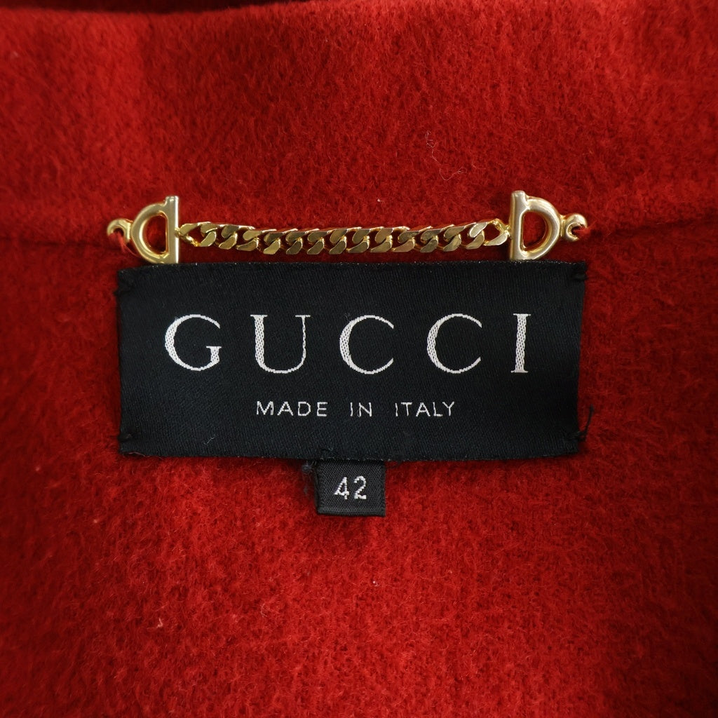 GUCCI(グッチ) トムフォード期 金ボタン カシミヤブレンド ウール Pコート レッド