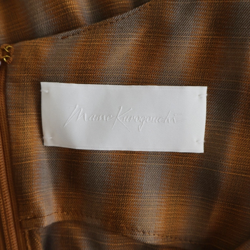 Mame Kurogouchi(マメ クロゴウチ) 23SS LINEN MIX OMBRE CHECK CAMISOLE DRESS フレアシルエット キャミソール ワンピース ブラウン MM23SS-DRO06 レディース