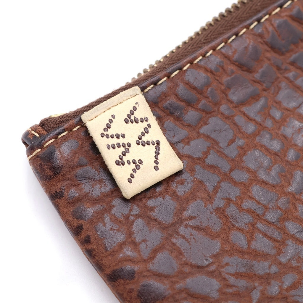 VISVIM(ヴィスヴィム) DUST BOWL WALLET アリゲーターレザーデザイン ジップ コインケース ミニウォレット ブラウン
