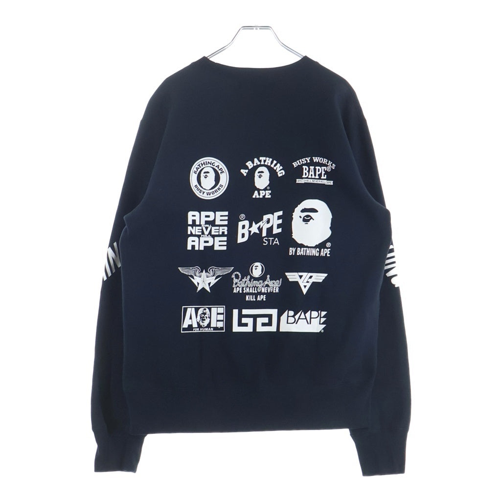 A BATHING APE(アベイシングエイプ) ロゴデザイン クルーネック ロングスリーブ スウェット トレーナー ブラック 001SWC301006X