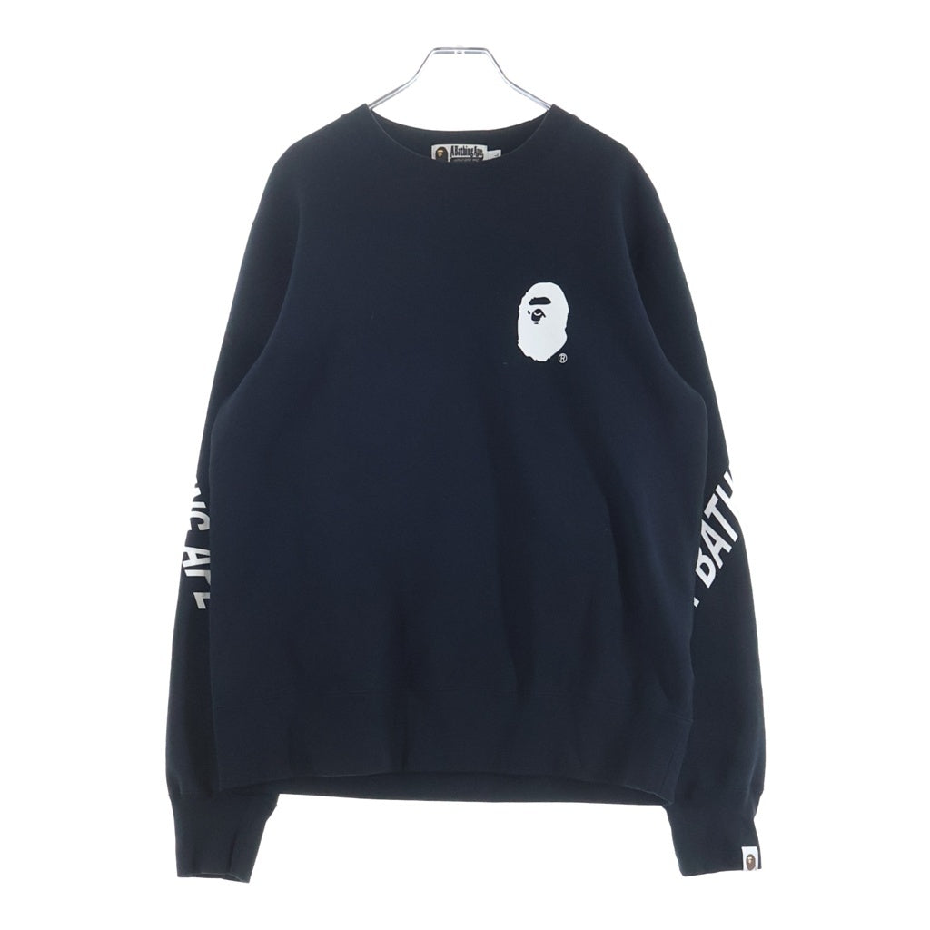 A BATHING APE(アベイシングエイプ) ロゴデザイン クルーネック ロングスリーブ スウェット トレーナー ブラック 001SWC301006X