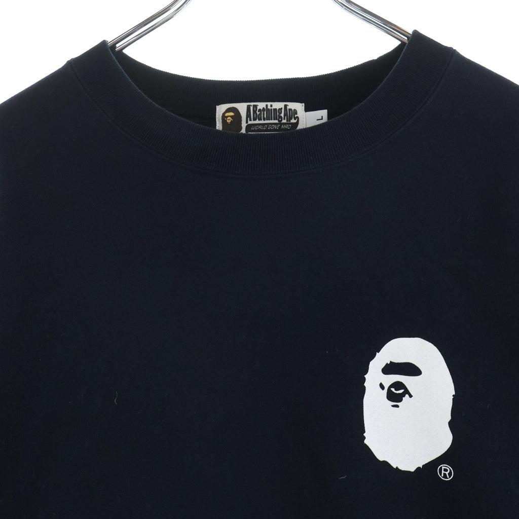 A BATHING APE(アベイシングエイプ) ロゴデザイン クルーネック ロングスリーブ スウェット トレーナー ブラック 001SWC301006X