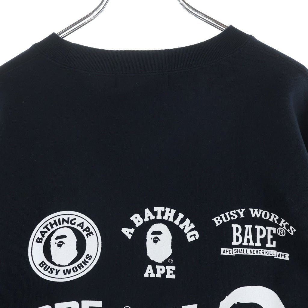 A BATHING APE(アベイシングエイプ) ロゴデザイン クルーネック ロングスリーブ スウェット トレーナー ブラック 001SWC301006X