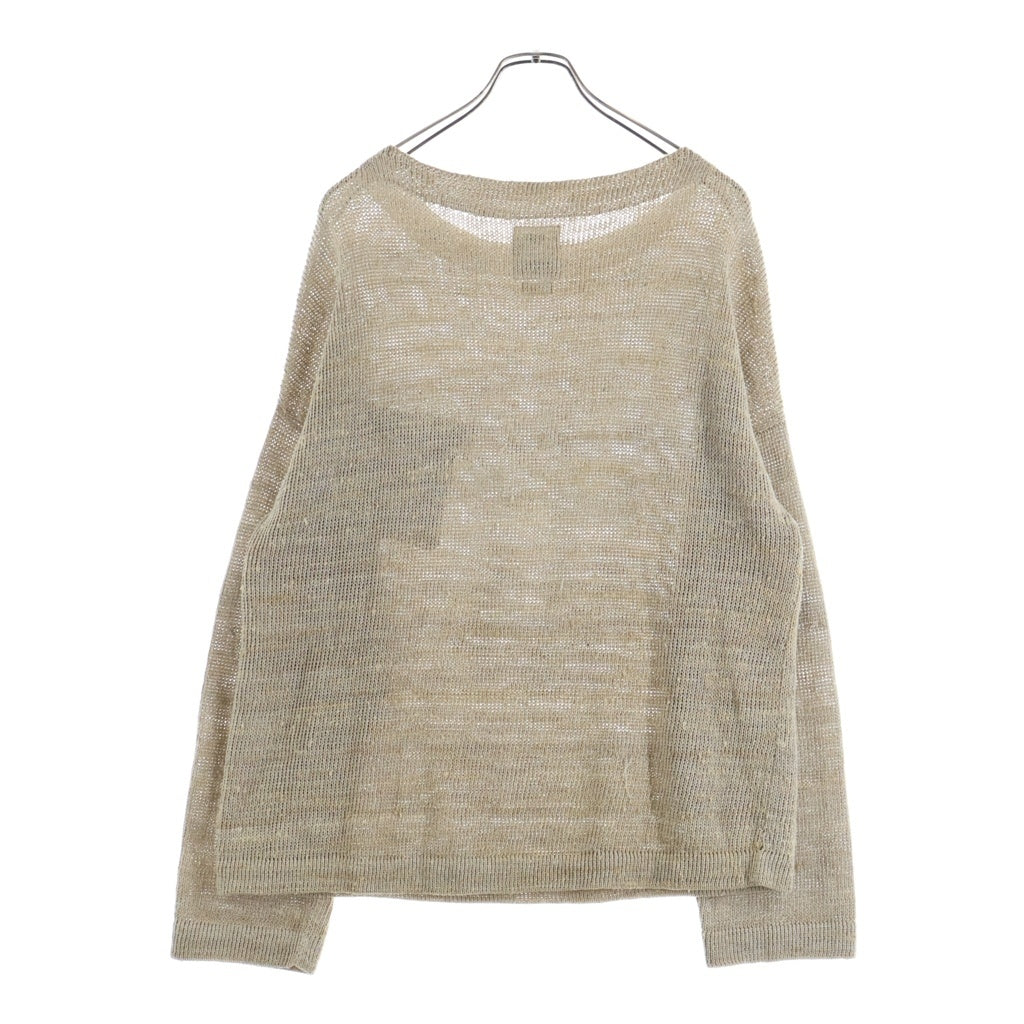 VISVIM(ヴィスヴィム) 21SS MARIE BOAT NECK L/S ポケットデザイン クルーネック プルオーバー 長袖ニット セーター ベージュ 0121105012002