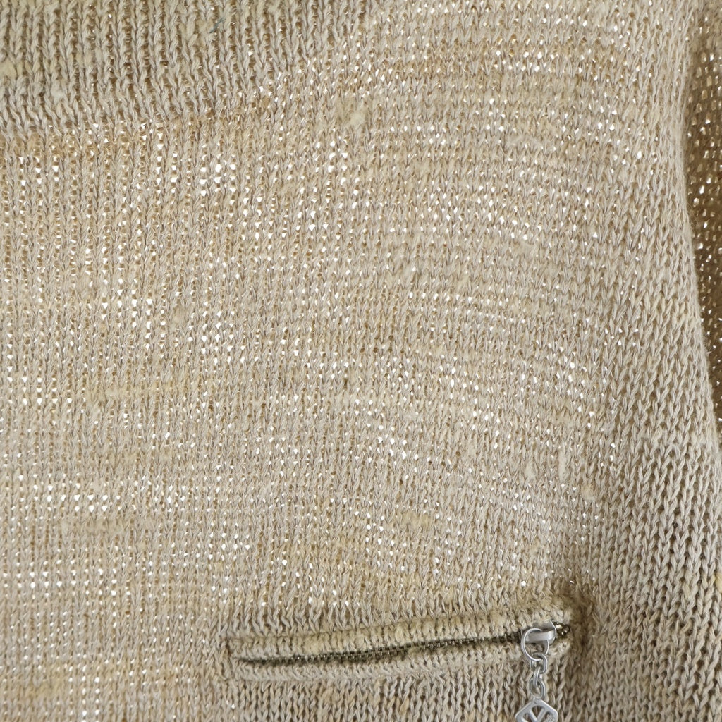 VISVIM(ヴィスヴィム) 21SS MARIE BOAT NECK L/S ポケットデザイン クルーネック プルオーバー 長袖ニット セーター ベージュ 0121105012002