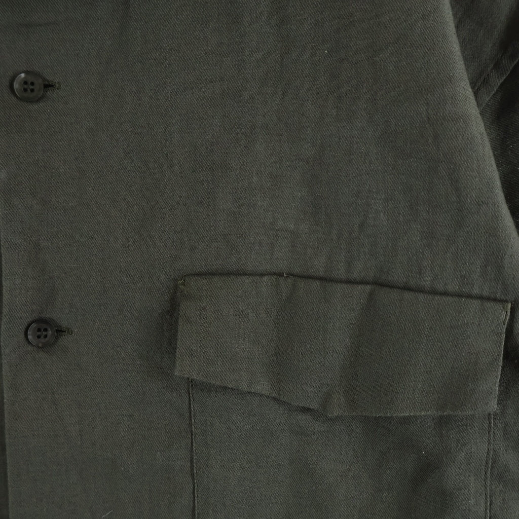 Yohji Yamamoto POUR HOMME(ヨウジヤマモト プールオム) 18SS ダブルポケット 開襟 半袖 ボタン シャツ カーキ HW-B74-043