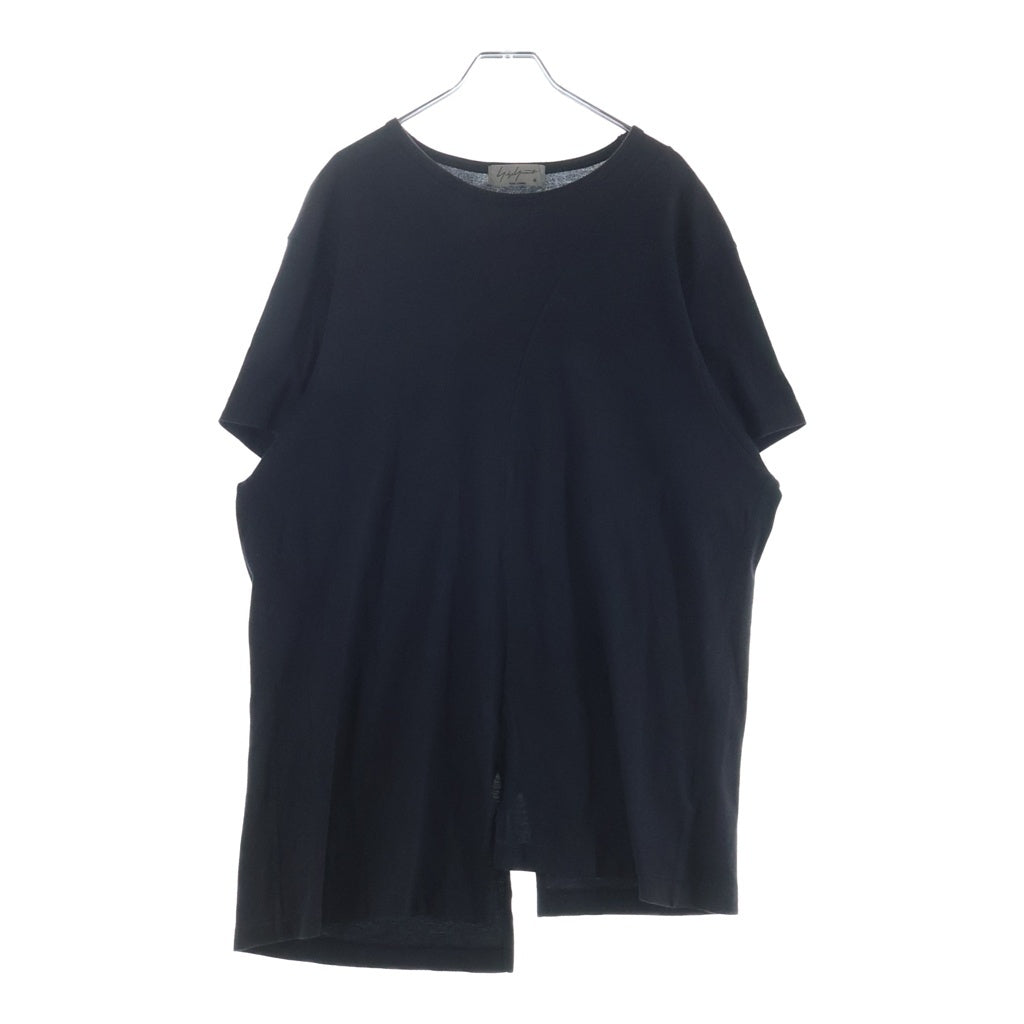Yohji Yamamoto POUR HOMME(ヨウジヤマモト プールオム) アシンメトリー カッティングデザイン クルーネック 半袖Tシャツ カットソー ブラック HD-T40-097