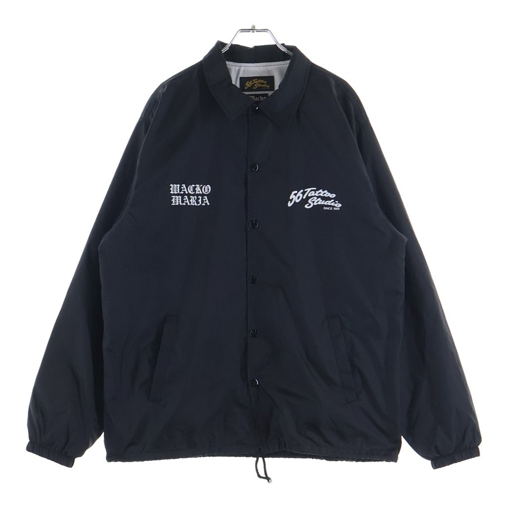 WACKO MARIA(ワコマリア) 24AW ×56 TATTOO STUDIO COACH JACKET タトゥースタジオ ロゴプリント ナイロン コーチジャケット ブラック