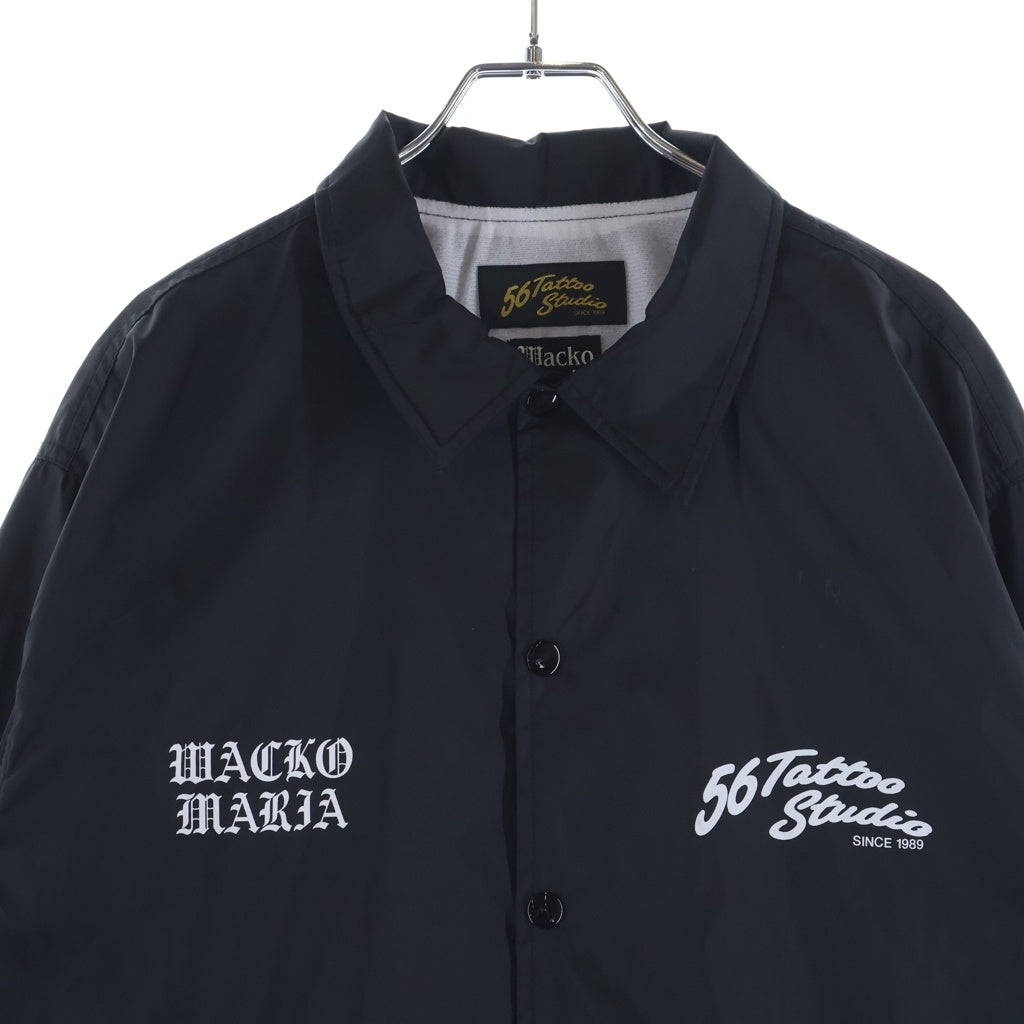 WACKO MARIA(ワコマリア) 24AW ×56 TATTOO STUDIO COACH JACKET タトゥースタジオ ロゴプリント ナイロン コーチジャケット ブラック
