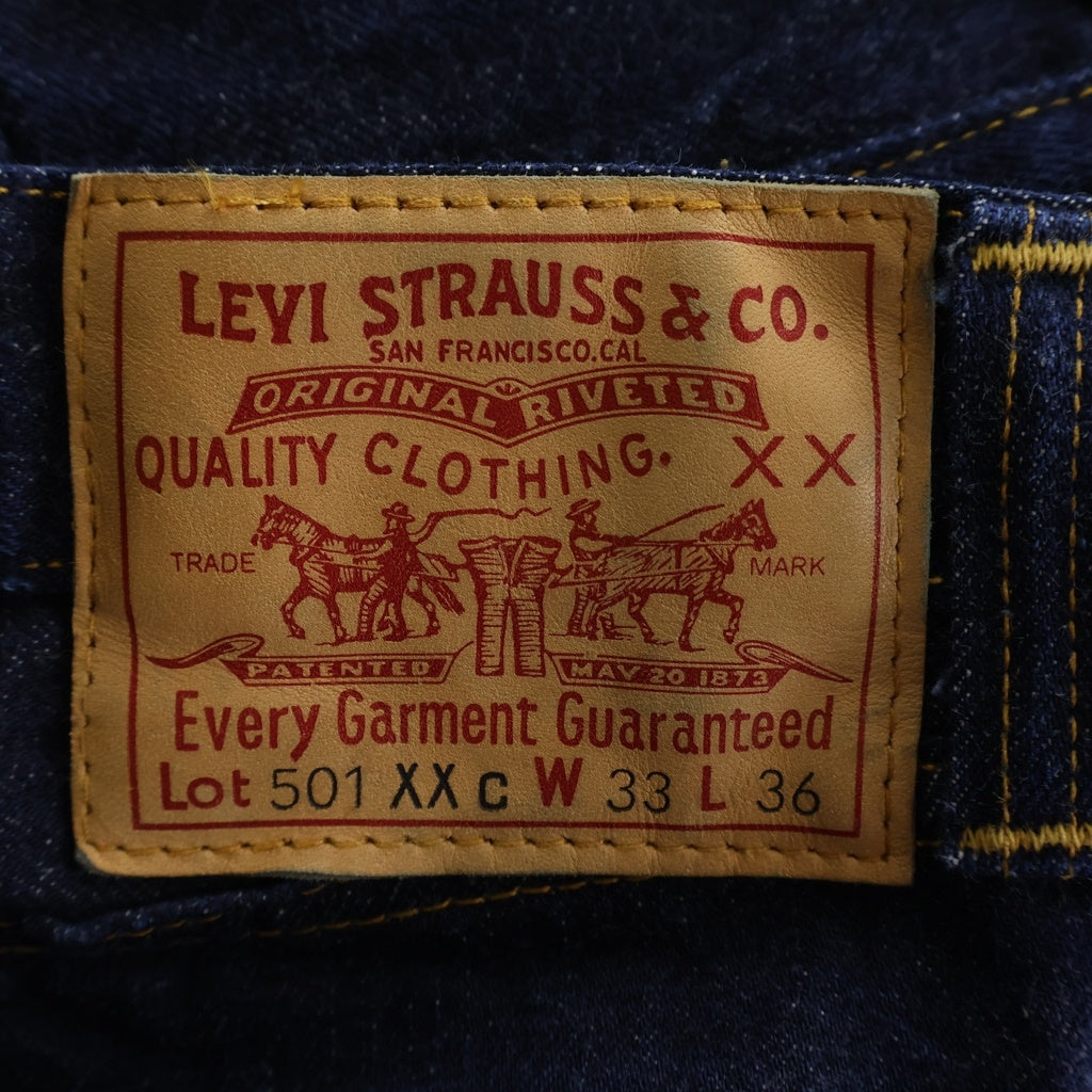 Levi's(リーバイス) 90s VINTAGE 復刻 501XXc ボタンフライデニムパンツ BIG E シンチバック付き ボタン裏刻印555 バレンシア工場 インディゴ 37201-0003