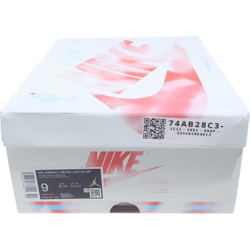 NIKE(ナイキ) ×Trophy Room AIR JORDAN1 RETRO LOW OG SP HV6157-100 トロフィールーム エアジョーダン1 ローカットスニーカー ホワイト/レッド/ブラック US9/27cm
