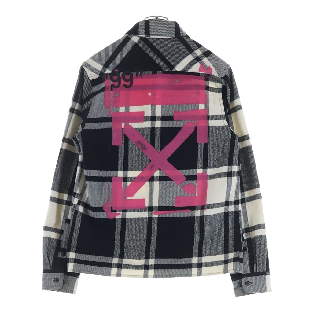 OFF-WHITE(オフホワイト) 19SS Stencil Flannel Shirt ステンシル フランネル チェックシャツ ブラック/ホワイト OMGA060R19C08015