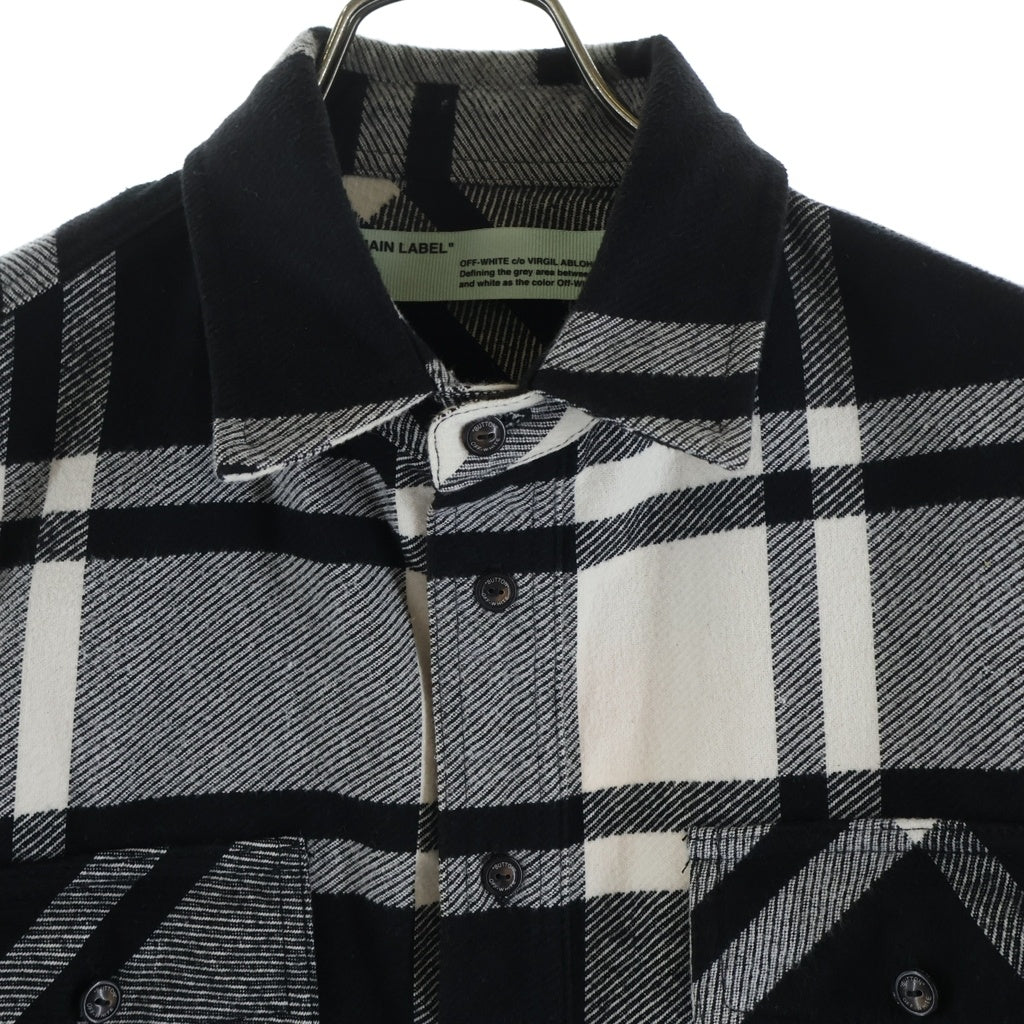 OFF-WHITE(オフホワイト) 19SS Stencil Flannel Shirt ステンシル フランネル チェックシャツ ブラック/ホワイト OMGA060R19C08015