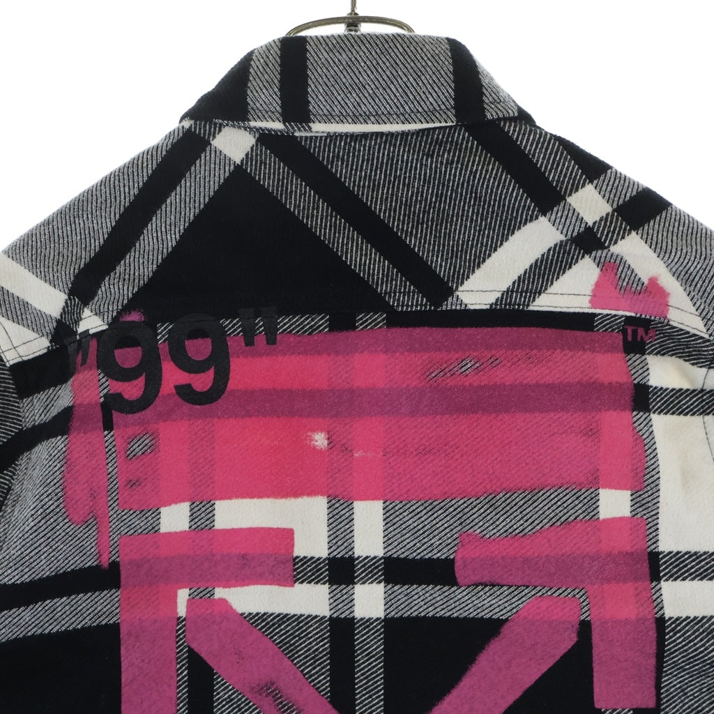 OFF-WHITE(オフホワイト) 19SS Stencil Flannel Shirt ステンシル フランネル チェックシャツ ブラック/ホワイト OMGA060R19C08015