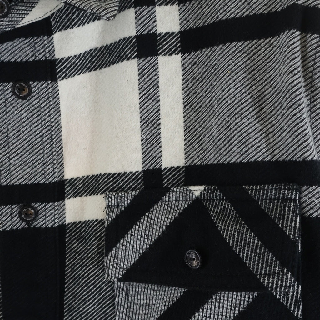 OFF-WHITE(オフホワイト) 19SS Stencil Flannel Shirt ステンシル フランネル チェックシャツ ブラック/ホワイト OMGA060R19C08015