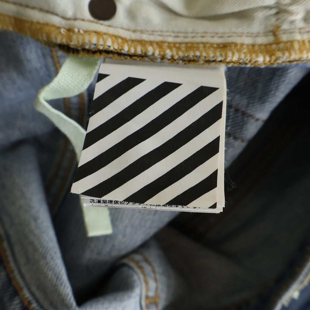 OFF-WHITE(オフホワイト) 18AW Logo Print Slim Fit Denim ロゴプリント スリムフィットデニムパンツ インディゴ OMY002F18166019