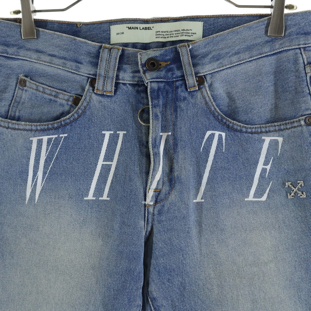 OFF-WHITE(オフホワイト) 19AW Slim Fit Bleached Jeans ブリーチ加工 スリムフィットデニムパンツ インディゴ OMYA011E19386045