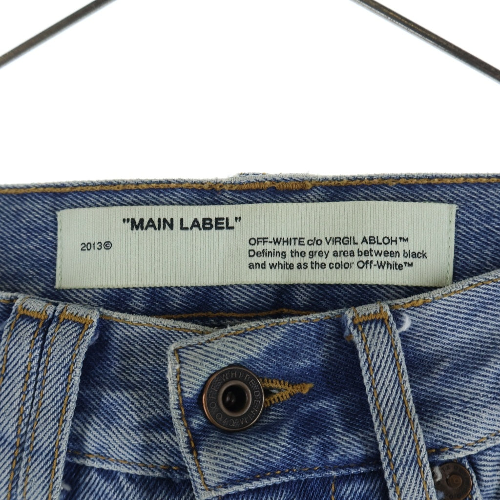 OFF-WHITE(オフホワイト) 19AW Slim Fit Bleached Jeans ブリーチ加工 スリムフィットデニムパンツ インディゴ OMYA011E19386045