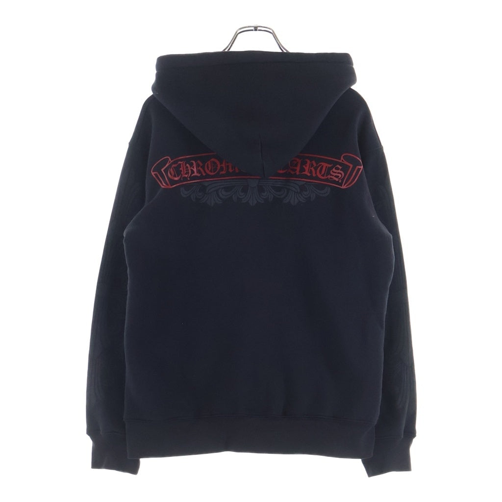CHROME HEARTS(クロムハーツ) OLD SWTSHRT HD ZIP オールド 裏地サーマル フローラルクロス スクロールラベル プリント ダガージップ スウェット パーカー ブラック