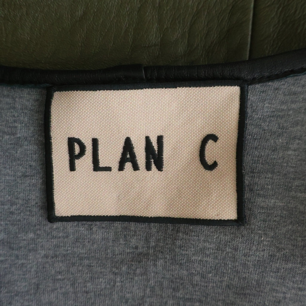 PLAN C(プランシー) ラムレザー ノーカラー ロングレザーベスト コート オリーブ レディース GLCXA52L00LAC02