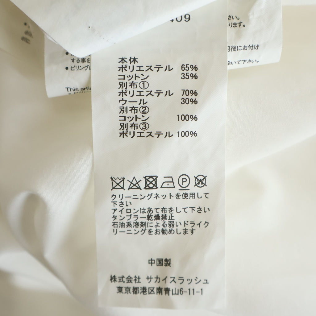 Sacai(サカイ) 21SSCotton Poplin Dress 半袖 シャツ ワンピース ドレス ホワイト レディース 21-05409