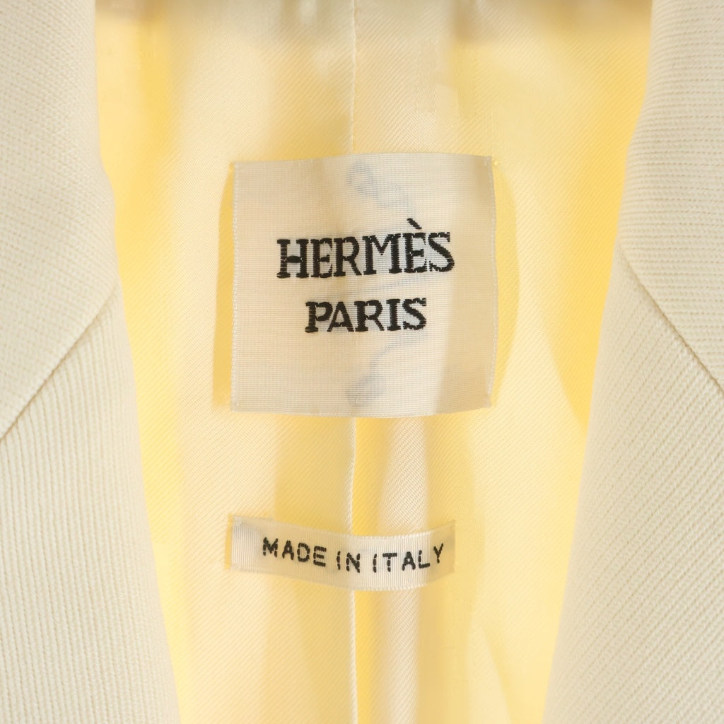 HERMES(エルメス) ウール シルクレーヨンライナー セリエボタン チェスターコート ロングコート レディース ホワイト