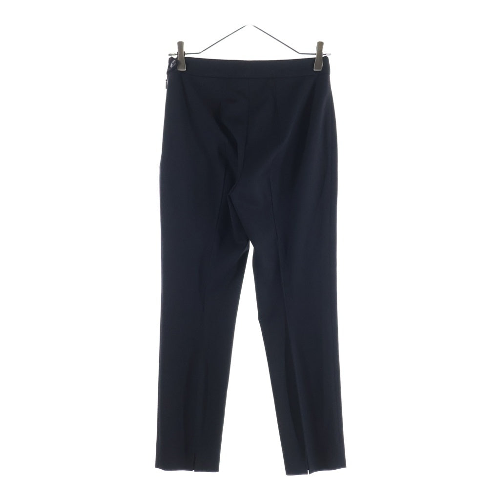 Loro Piana(ロロピアーナ) センタープリーツ サイドジップ ウール クロップドパンツ スラックス ブラック レディース