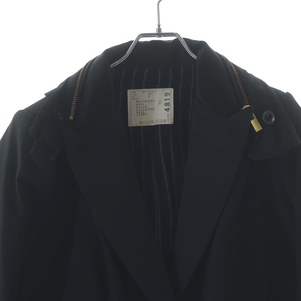 Sacai(サカイ) ポリウール クロップド 1Bテーラードジャケット ブラック レディース 20-04819