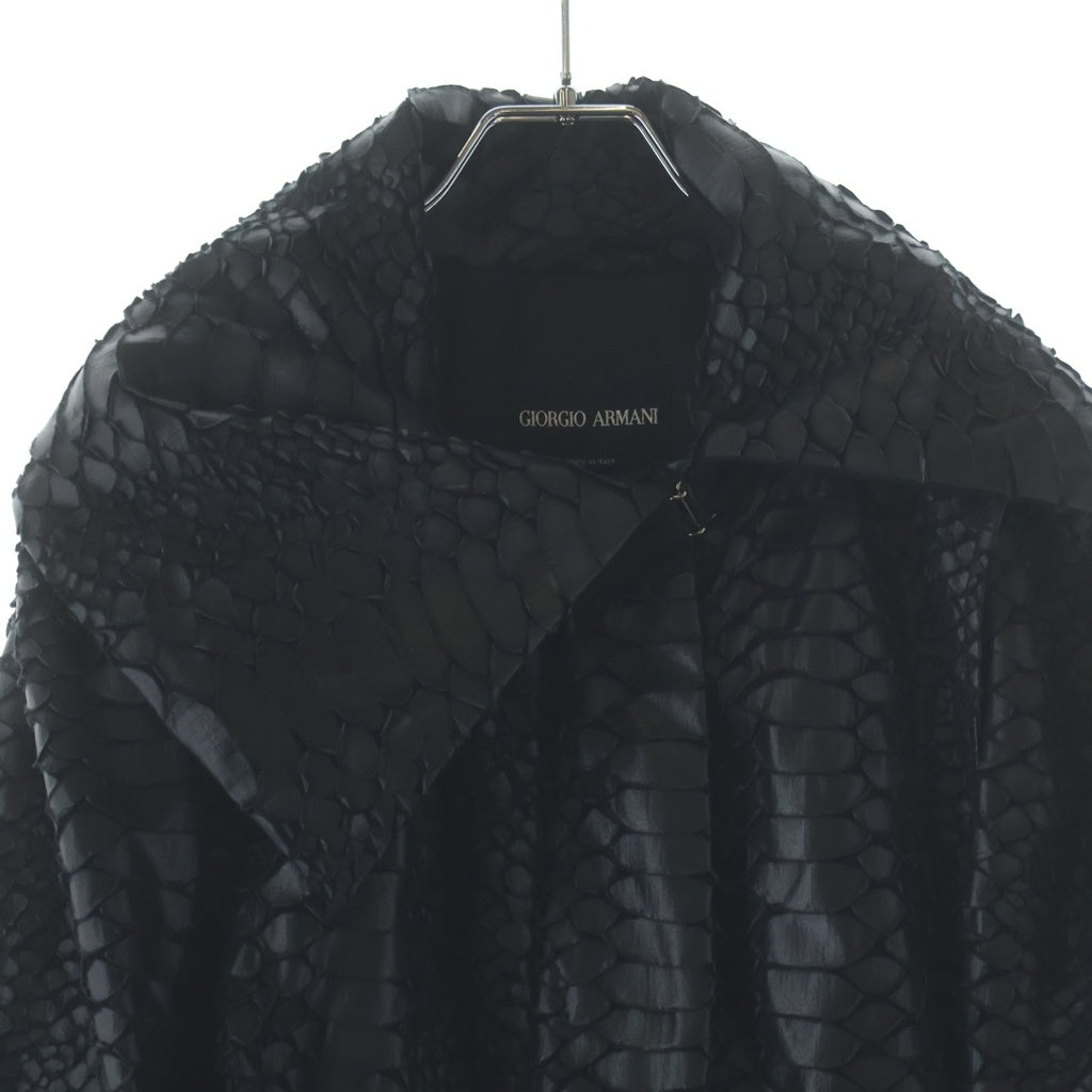 GIORGIO ARMANI(ジョルジオアルマーニ) パイソン柄 アシンメトリー テクスチャード ジャケット ブラック KAB04WKA817 KAB04WKA817 レディース