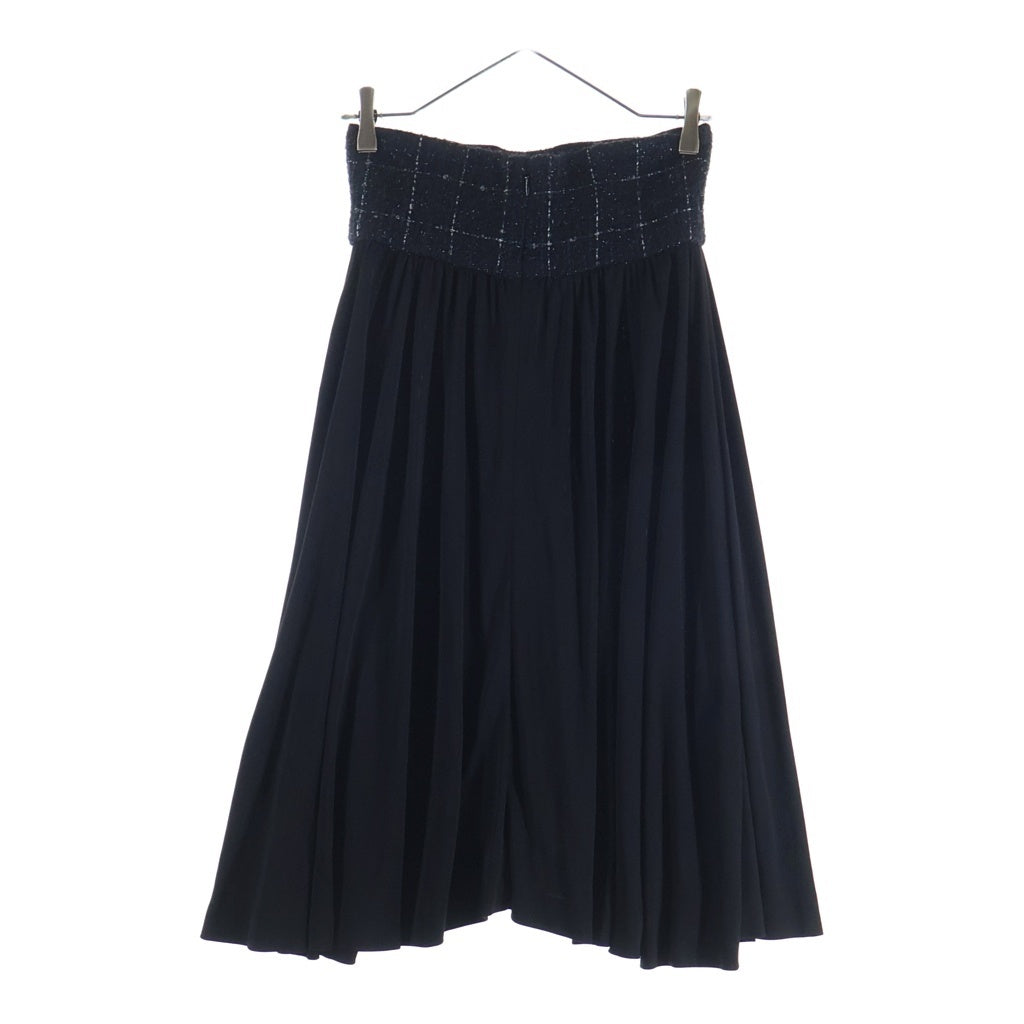 CHANEL(シャネル) 16AW グリッドチェック ツイード切り替え ギャザー スカート ブラック P54588V34910 レディース