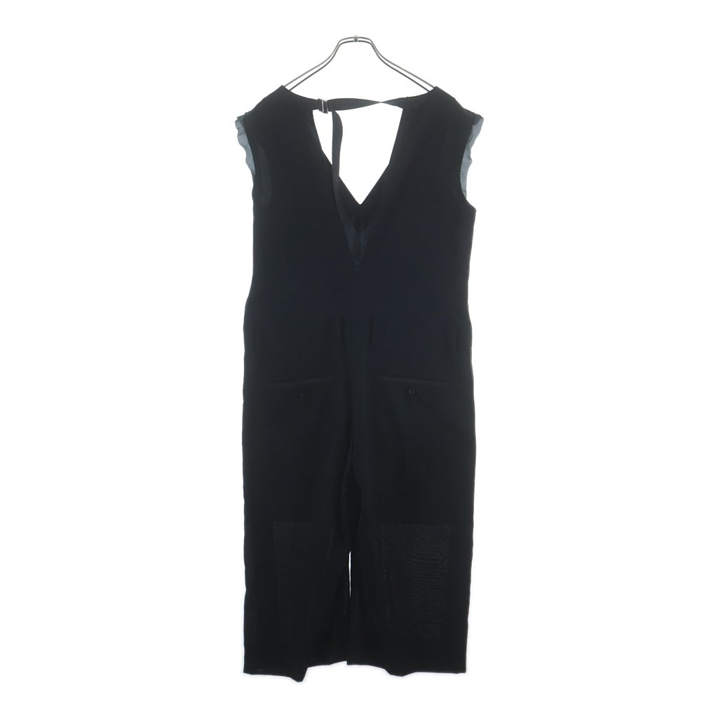 Sacai(サカイ) SUITING JUMPSUIT ノースリーブ Vネックデザイン オールインワン ジャンプスーツ ブラック 21-05393 レディース