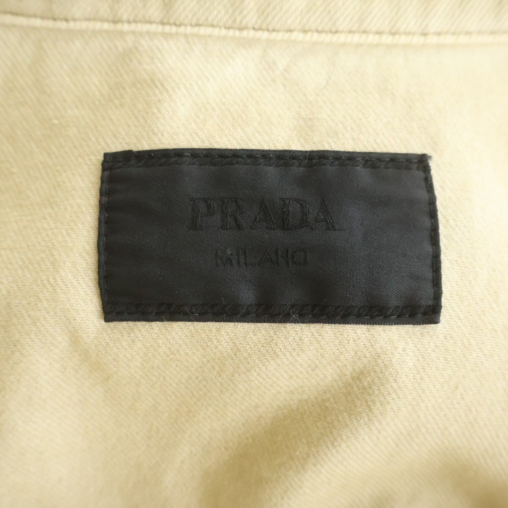 PRADA(プラダ) 24SS Triangle Logo Plate Denim Shirt プラダ トライアングル ロゴプレート デニムシャツ デニムジャケット ベージュ GEC066