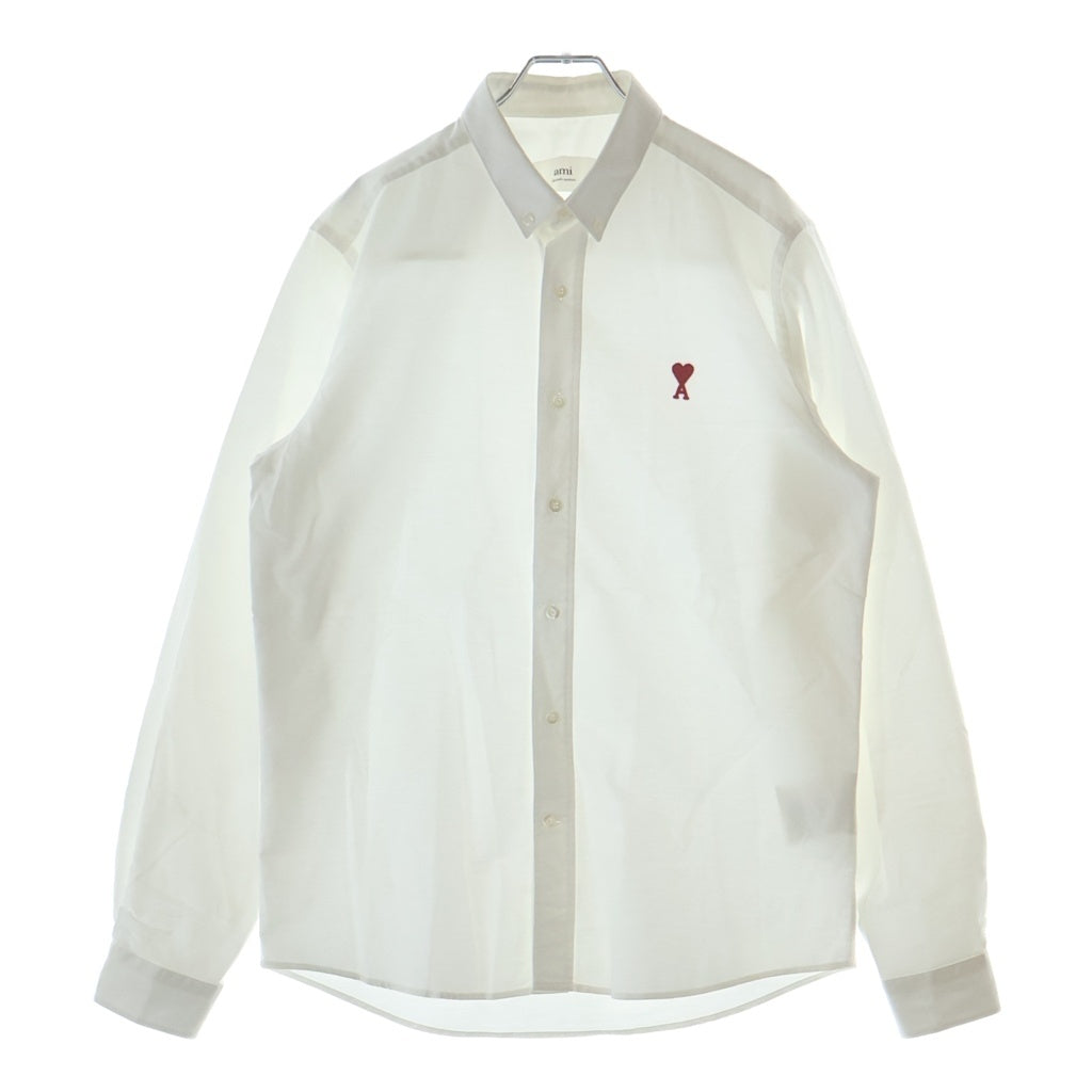 AMI Alexandre Mattiussi(アミアレクサンドルマテュッシ) 21SS BUTTON DOWN SHIRT ハートロゴ 長袖シャツ ホワイト BFHC013.45