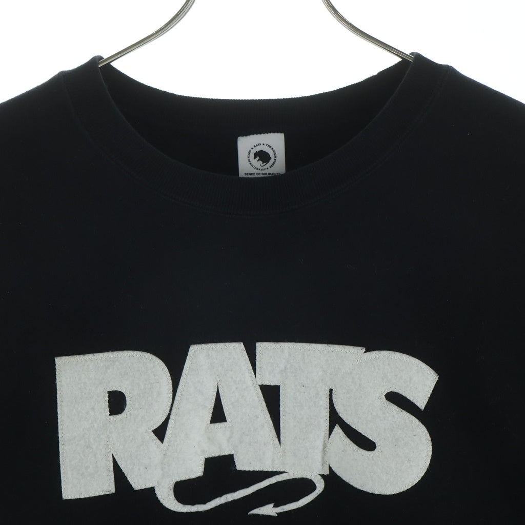 RATS(ラッツ) BOX LOGO SWEAT ボックスロゴデザイン クルーネック ロングスリーブ スウェット トレーナー ブラック 25RTC-1001