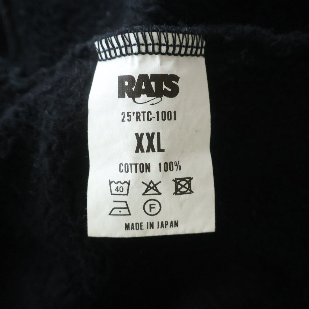 RATS(ラッツ) BOX LOGO SWEAT ボックスロゴデザイン クルーネック ロングスリーブ スウェット トレーナー ブラック 25RTC-1001