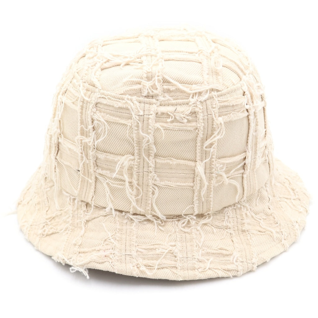 SUPREME(シュプリーム) 23SS Frayed Patchwork Denim Crusher フレイド パッチワーク デニム クラッシャーハット バケットハット ホワイト