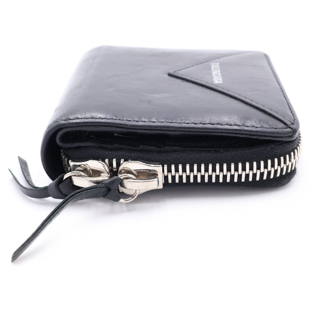 BALENCIAGA(バレンシアガ) PAPIER ZA BILLFOLD ペーパーザビルフォード ラウンドジップ ミニウォレット 2つ折り 財布 ブラック 371662