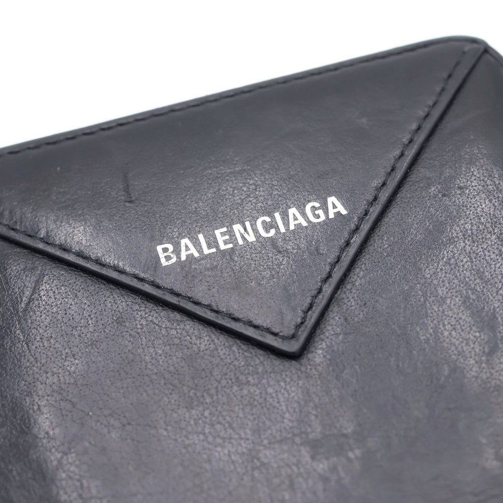 BALENCIAGA(バレンシアガ) PAPIER ZA BILLFOLD ペーパーザビルフォード ラウンドジップ ミニウォレット 2つ折り 財布 ブラック 371662