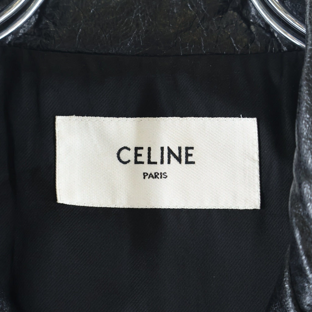 CELINE(セリーヌ) ラムレザー スタッズ ダブルライダースジャケット ブラック 2EJ08303P