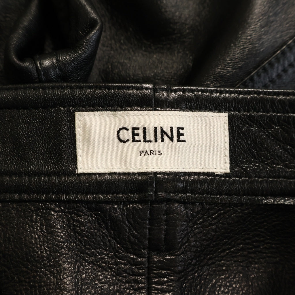 CELINE(セリーヌ) Lamb Leather Pants スリムフィット ラムレザー パンツ ブラック 2G022280D