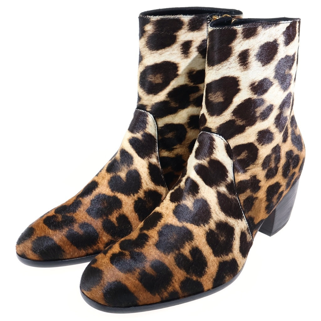 GIUSEPPE ZANOTTI(ジュゼッペ ザノッティ) レオパード ハラコ チェルシーブーツ ブラウン