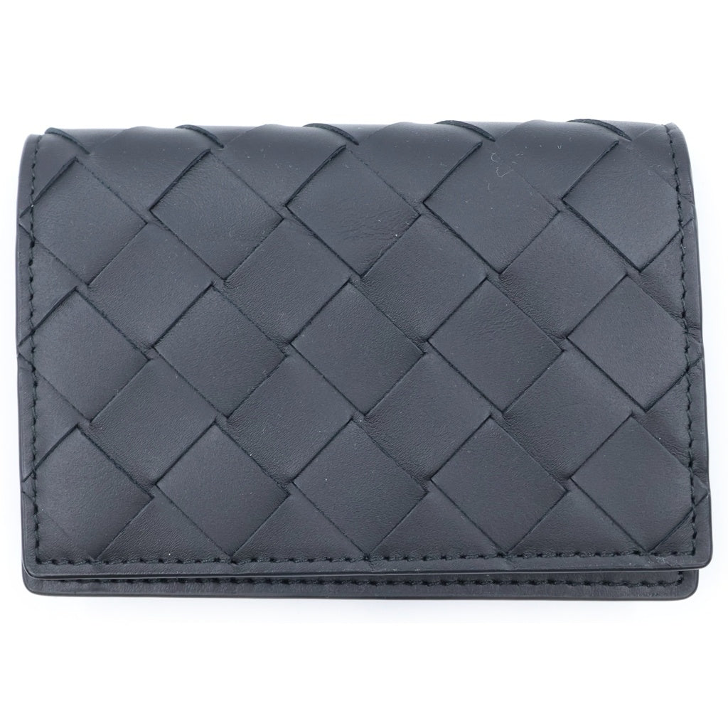 BOTTEGA VENETA(ボッテガヴェネタ) イントレチャート 二つ折りカードケース 名刺入れ 財布 ブラック レザー