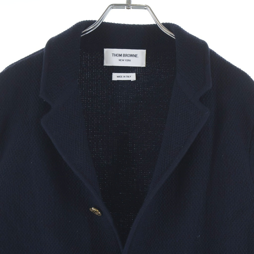 THOM BROWNE(トムブラウン) 4BAR ニット フラップポケット スポーツ コート ジャケット ネイビー MKJ063A-Y1002415