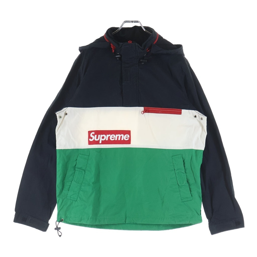 SUPREME(シュプリーム) 14SS F-1 Pullover Jacket ボックスロゴデザイン フーデッド プルオーバー ナイロン ジャケット ブラック/グリーン