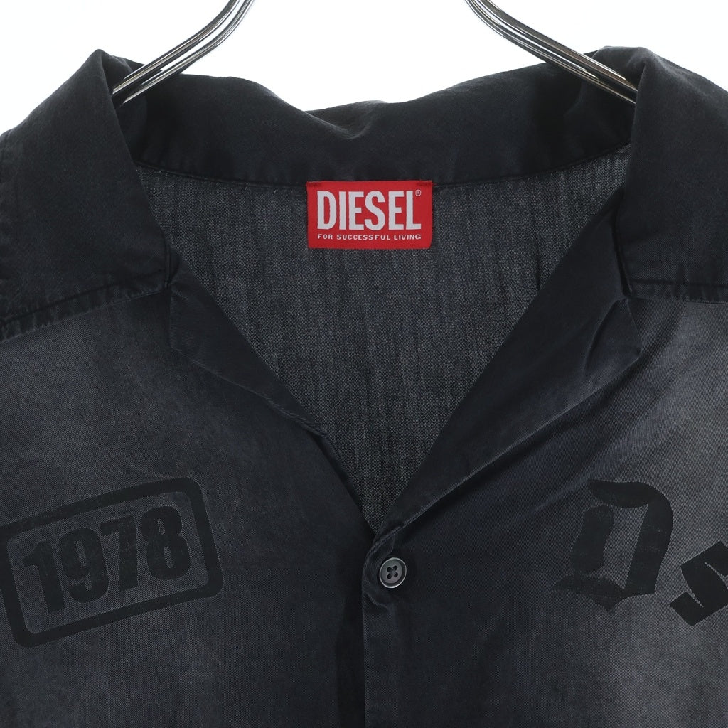 DIESEL(ディーゼル) S-GHENT バックロゴ 半袖デニムシャツ ヴィンテージ加工 スナップボタン グレー A15071