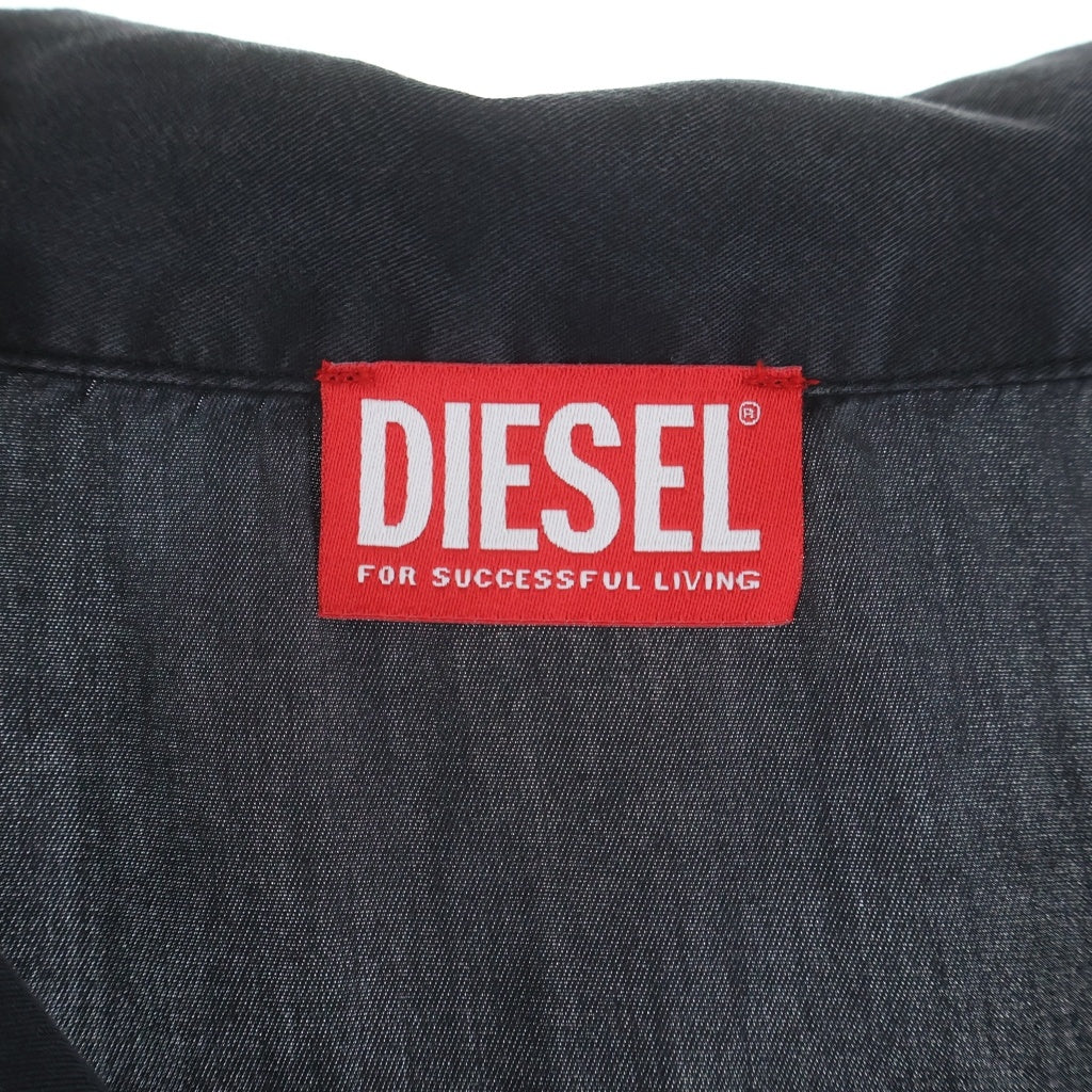 DIESEL(ディーゼル) S-GHENT バックロゴ 半袖デニムシャツ ヴィンテージ加工 スナップボタン グレー A15071