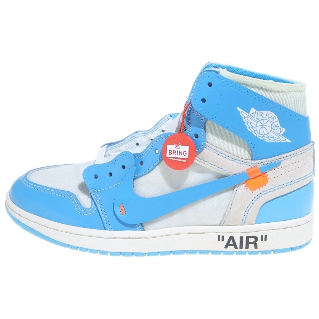 NIKE(ナイキ) ×OFF-WHITE AIR JORDAN 1 HIGH UNC WHITE DARK POWDER BLUE AQ0818-148 オフホワイト エアジョーダン1 ハイカットスニーカー ホワイト/ブルー US9/27cm