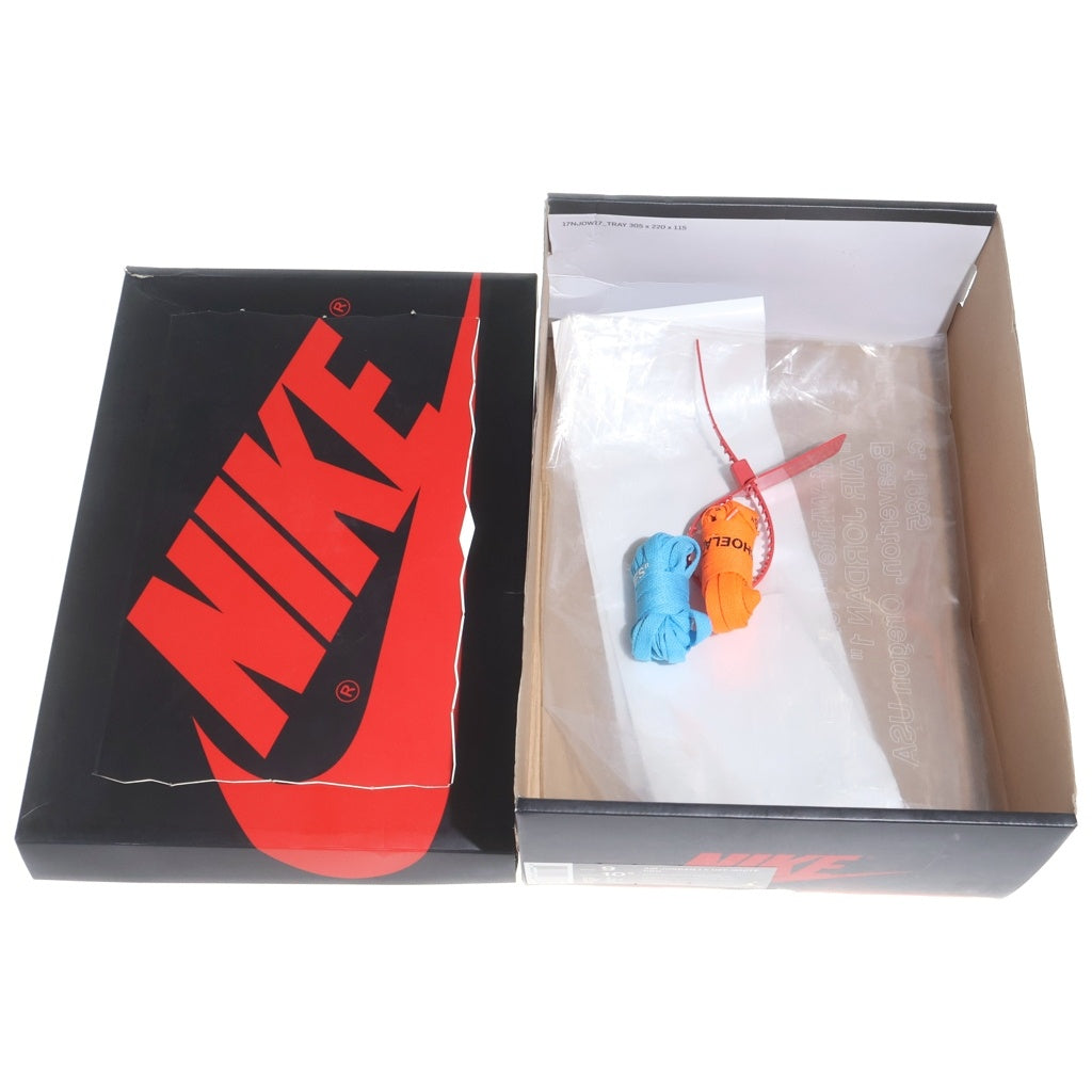 NIKE(ナイキ) ×OFF-WHITE AIR JORDAN 1 HIGH UNC WHITE DARK POWDER BLUE AQ0818-148 オフホワイト エアジョーダン1 ハイカットスニーカー ホワイト/ブルー US9/27cm