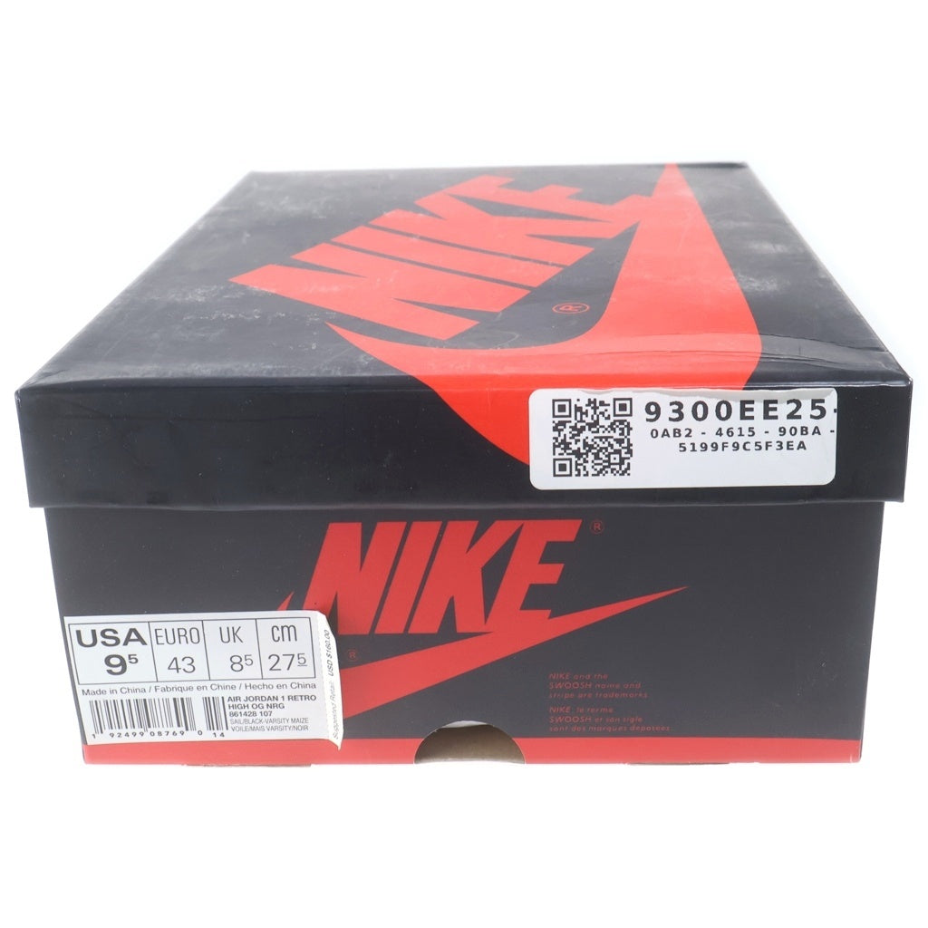 NIKE(ナイキ) AIR JORDAN 1 RETRO HIGH VARSITY MAIZE 861428-107 エアジョーダン1 ノットフォーリセール ハイカットスニーカー イエロー/ホワイト US9.5/27.5cm 861428-107
